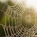 The dewdrops highlight the silk threads and add a sense of fragility and Royalty Free Stock Photo