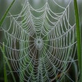 Dewdrops are suspended on a spiderweb, Royalty Free Stock Photo