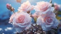 Dewkissed Roses Glisten in the Garden AI Generated Royalty Free Stock Photo