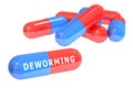 Deworming concept with pills, 3D rendering Royalty Free Stock Photo
