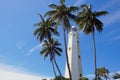 Dondra Lighthouse, Sri Lanka, behind the palm trees Royalty Free Stock Photo