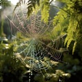 Dewy Delicacy: Spiderwebs Misted with Morning Dew