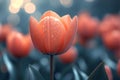 Dewy Tulip Close-Up with Bokeh Background Royalty Free Stock Photo