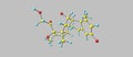 Dexamethasone molecular structure isolated on grey