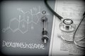 Dexamethasone, schematic chemical, palliative care against tuberculous meningitis Royalty Free Stock Photo