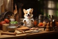 Dexterous Corgi dog chef. Generate Ai Royalty Free Stock Photo