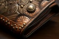 Dexterous Male hands holding brown leather wallet. Generate ai Royalty Free Stock Photo