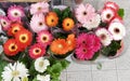 deyail of grebera flowers in a market