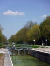 Lock on the DeÃÂ»le canal, Hauts de France Royalty Free Stock Photo