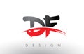 DF D F Brush Logo Letters with Red and Black Swoosh Brush Front