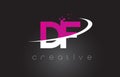 DF D F Creative Letters Design With White Pink Colors