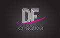 DF D F Letter Logo with Lines Design And Purple Swoosh.