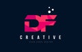 DF D F Letter Logo with Purple Low Poly Pink Triangles Concept