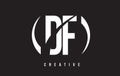 DF D F White Letter Logo Design with Black Background.