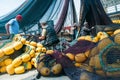 Fishermen are repairing fishing nets