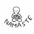 Namaste prayer pose yoga cartoon logo illustration