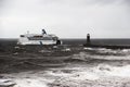 DFDS ferry leaves Tyne, 01st January 2000, Tynemouth, UK