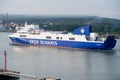 DFDS SEAWAYS ship OPTIMA entering Klaipeda harbour Royalty Free Stock Photo