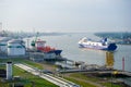 DFDS SEAWAYS ship OPTIMA entering Klaipeda harbour Royalty Free Stock Photo