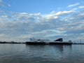 DFDS ship in Klaipeda harbour, Lithuania Royalty Free Stock Photo