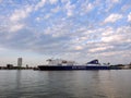 DFDS ship in Klaipeda harbour, Lithuania Royalty Free Stock Photo