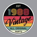 1988 vintage t shirt design vector, vintage design