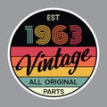1963 vintage t shirt design vector, vintage design Royalty Free Stock Photo