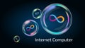 Dfinity Internet Computer ICP token symbol in soap bubble. The financial pyramid will burst soon and destroyed.