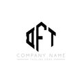 DFT letter logo design with polygon shape. DFT polygon and cube shape logo design. DFT hexagon vector logo template white and Royalty Free Stock Photo