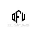 DFU letter logo design with polygon shape. DFU polygon and cube shape logo design. DFU hexagon vector logo template white and Royalty Free Stock Photo