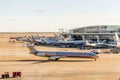 DFW airport - airplanes on the ramp Royalty Free Stock Photo