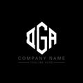 DGA letter logo design with polygon shape. DGA polygon and cube shape logo design. DGA hexagon vector logo template white and Royalty Free Stock Photo