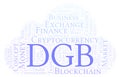DGB or DigiByte cryptocurrency coin word cloud.