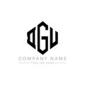 DGU letter logo design with polygon shape. DGU polygon and cube shape logo design. DGU hexagon vector logo template white and Royalty Free Stock Photo
