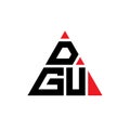 DGU triangle letter logo design with triangle shape. DGU triangle logo design monogram. DGU triangle vector logo template with red Royalty Free Stock Photo