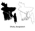 Dhaka Bangladesh. Detailed Country Map with Capital City Location Pin.