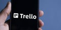 Dhaka, Bangladesh- 09 February 2024: Trello logo displayed on smartphone