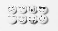 White Emoji With Big Smile And Hearts On White Background.Copy Space for text Royalty Free Stock Photo
