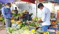 Dhaka Dhaka / Bangladesh - 22nd June, 2020: Temporary Fruit and Vegetable Market at Mohammadpur, Dhaka. During the Covid 19. asia