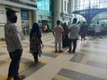 Dhaka,Bangladesh-07/07/2020:People maintaining distance on the line inside hospital while submitting their sample for corona test