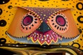 Colorful owl mask making on paper.