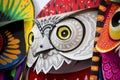 Colorful owl mask making on paper.