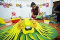 Colorful lion mask making on paper.