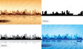 Dhaka city skyline multicolored silhouettes set