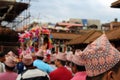 The `Dhaka Topi` worn by local Nepali people who are having a festival around Patan Durbar Square
