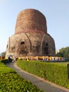 Dhamek Stupa which is one of the most famous and Buddhist stupas located in Sarnath near Varanasi in Uttar Pradesh, India.ÃÂ 