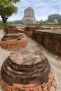 Buddhist Dhamek stupa in Sarnath, near Varanasi, India Royalty Free Stock Photo