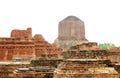 The Dhamekh Stupa from main shrine ruins, Sarnath