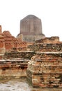 The Dhamekh Stupa from monastery remains, sarnath