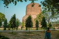 Dhamekh Stupa Sarnath ruins in Varanasi, India Royalty Free Stock Photo